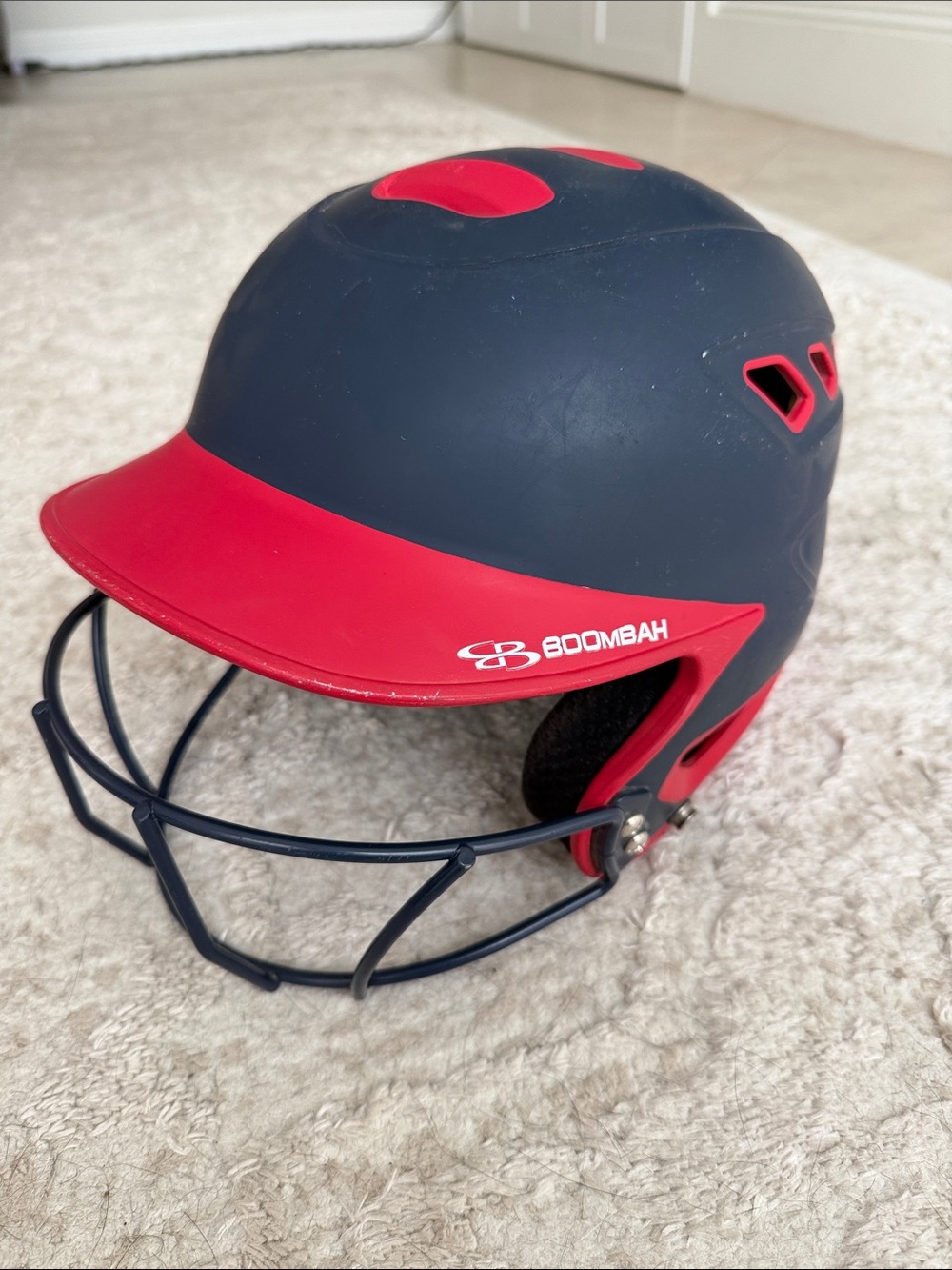 Boombah Girls Softball Batting Helmet in Navy and Red